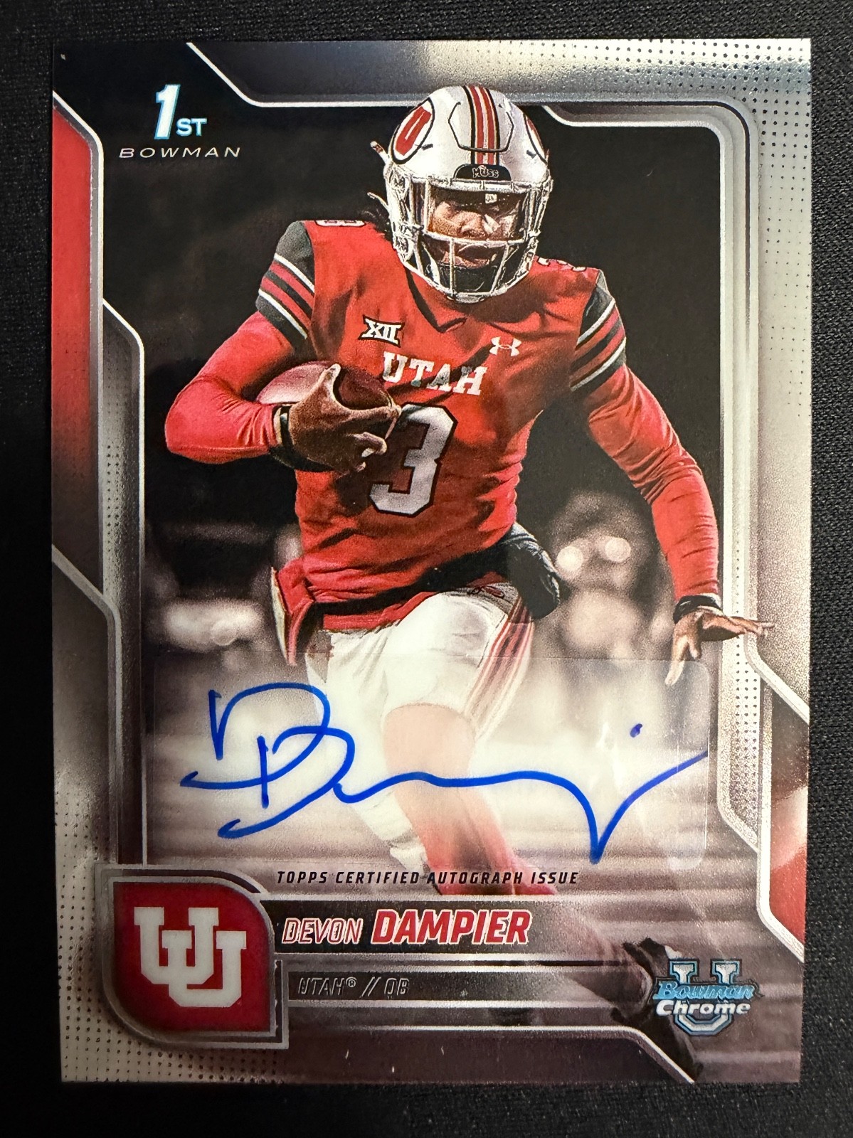 Devon Dampier 2025 Bowman U Chrome Football 1st Auto Utah BCA-DDA