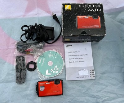 Nikon Coolpix AW110 Digital Camera Red Waterproof GPS WiFi Kit 16MP 5x Zoom