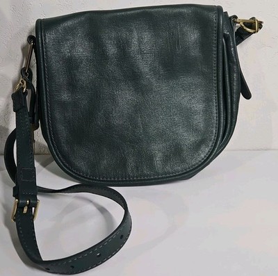 Fossil Rumi Alpine Green Leather Crossbody Purse Front Flap & Key
