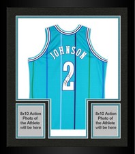 Framed Larry Johnson Hornets Signed Mitchell & Ness '92-93 Jersey w/Inscription