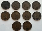 1890-1899 1c Indian Head Pennies Lot of 10 Coins , Circulated, F to VF+