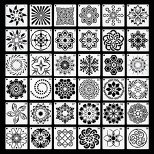 36 Pack Mandala Stencils (3.6X3.6 Inch) Mandala Dotting Painting Template Stenci