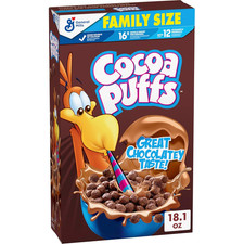 Cocoa Puffs, Chocolatey Breakfast Cereal, Made with Whole Grain, Family Size, 18