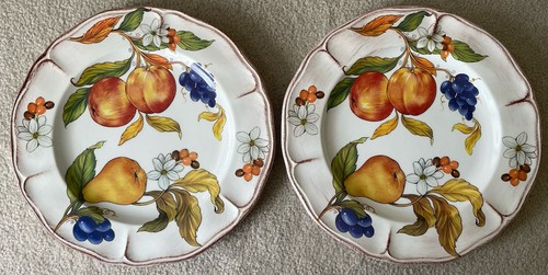 TWO Sur La Table Frutta Fruit Large 11.5 in Round Dinner Plate Italy