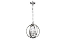 Feiss Corinne 3 Light Orb Pendant Light in Polished Nickel with Crystal