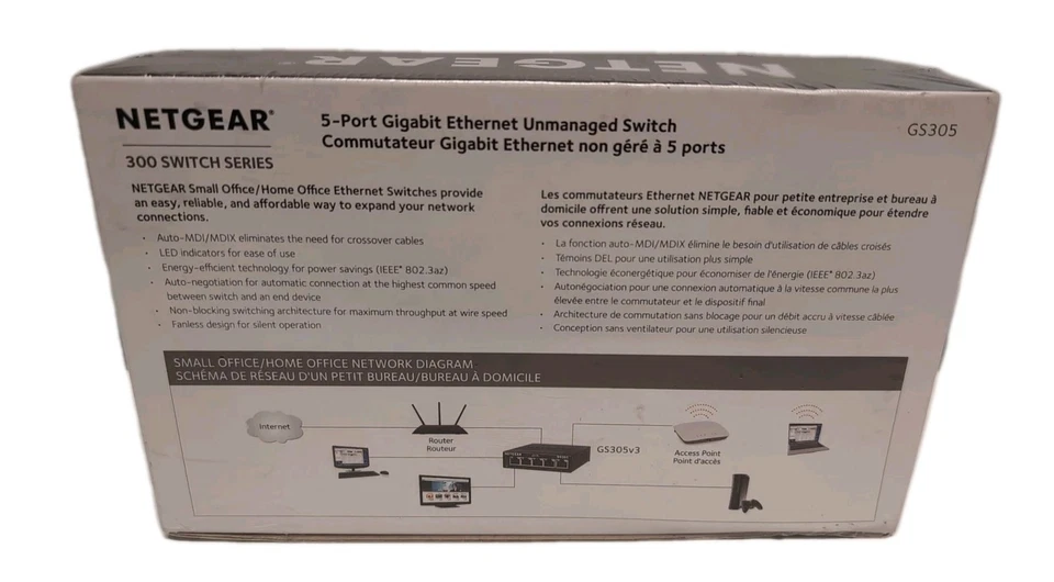Netgear 5-Port Gigabit Ethernet Unmanaged Switch GS305v3 300 Series NEW IN BOX - Image 2 of 3