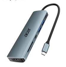 Acer USB C Hub, 7 in 1 Multi-Port Adapter for Laptop, 4K HDMI Splitter SD Reader