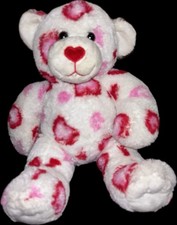 Build A Bear Valentine's White Plush Bear Pink Red Hearts 15" AZ