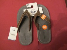 Dockers Men SIZE MEDIUM 9-10 Premium Sandals Flip Flops Shoes Brown Navy NEW