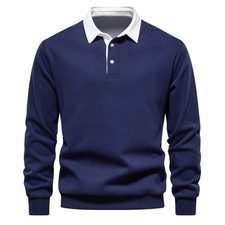Men's Autumn Long-Sleeved POLO Collar European Size Sweater - Trendy, High-Quali