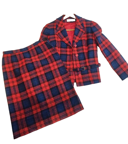 Conjunto de falda blazer traje a cuadros tartán lana Pendleton vintage traje para mujer. Talla 8 - Imagen 5 de 20