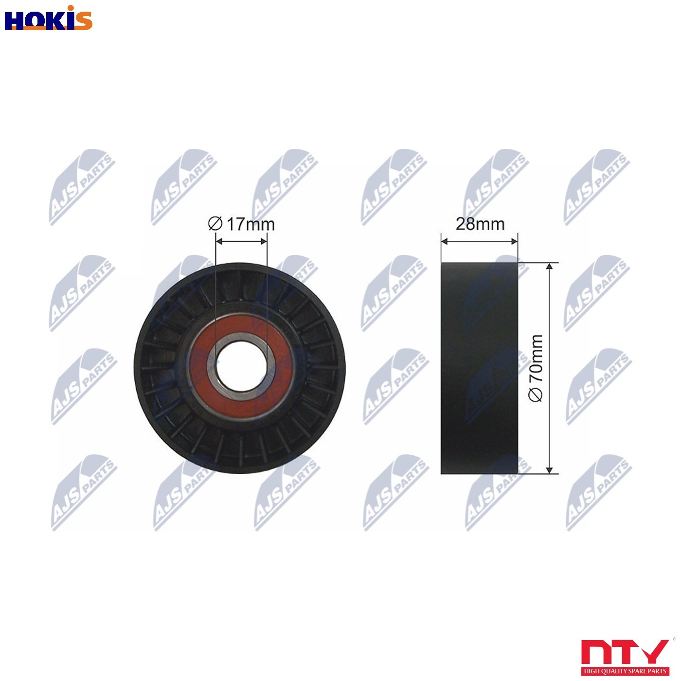 NTY Tensioner Idler Pulley V-Ribbed Belt RNK-FT-004 For Fiat Iveco, 70mm - Image 9