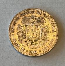1911 5 Bolivars .900 Silver Coin Venezuela 25g