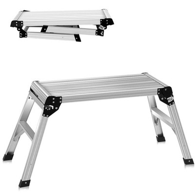 ERGOMASTER Foldable Ladders Aluminum Slim-Fold Work Platform Portable with Max 3