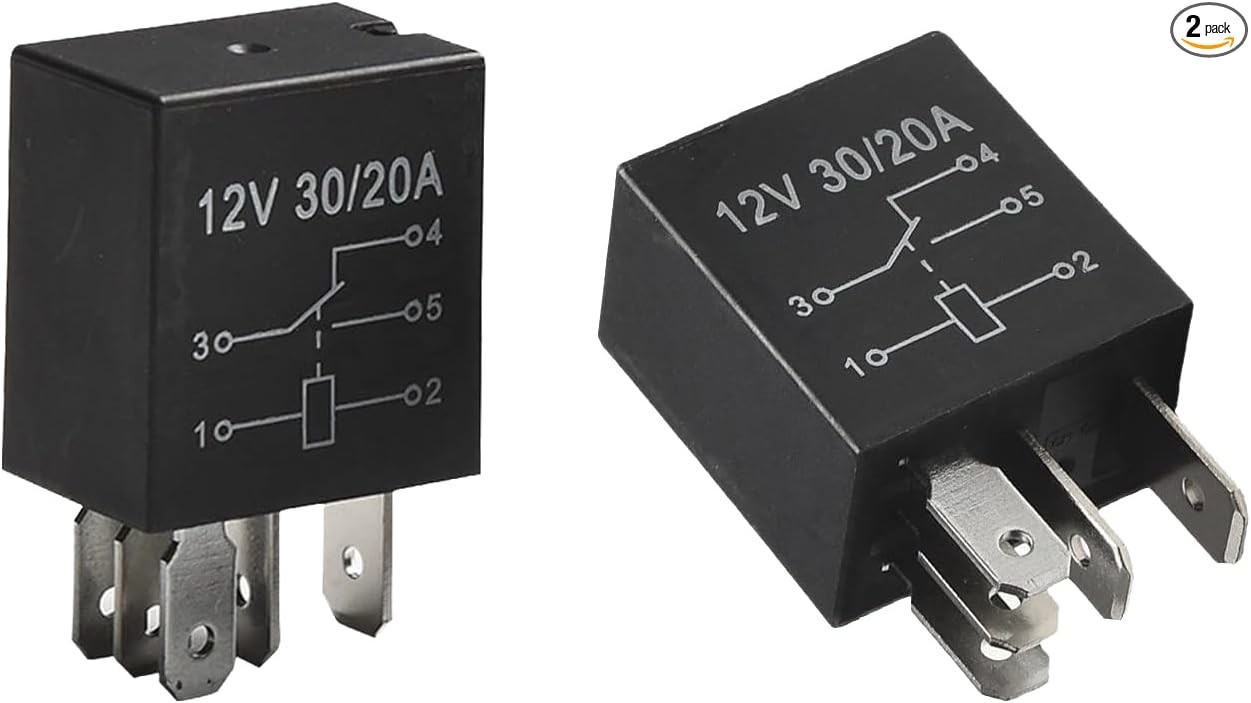 2Pcs 5-Pin 12V 30A Relay, Universal Waterproof Automotive Relay for Fuel Pump, S