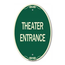 SignMission Designer Series Sign - Theater Entrance 12" x 18" Aluminum Oval Sign