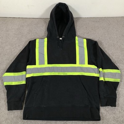 Aramark Safety Hoodie Mens L Reflective High Visibility Sysco Pullover STAINS
