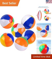 6 Pack Beach Balls, 10 Inch Beach Balls for Kids, Rainbow Color Pool Toy
