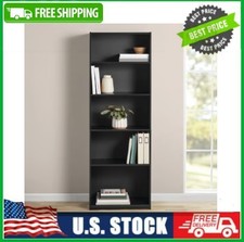 Mainstays 5-Shelf Bookcase with Adjustable Shelves, True Black Oak