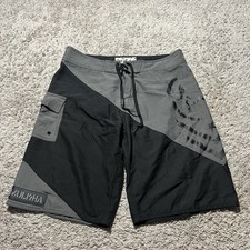 Vintage Y2k Metal Mulisha Black Grey Board Shorts 34 Baggy Surf Grunge Skate