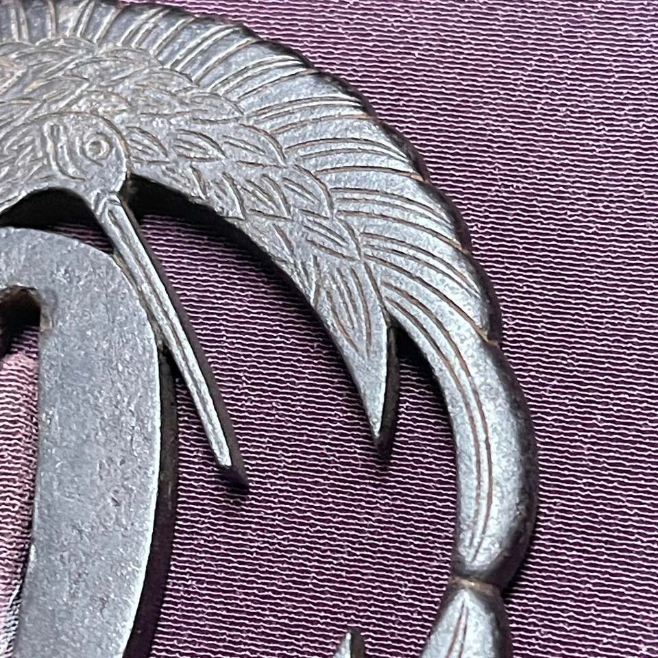 KATANA Tsuba Crane Symmetry Openwork Design Antique Japanese Sword Samurai - Image 2 of 4