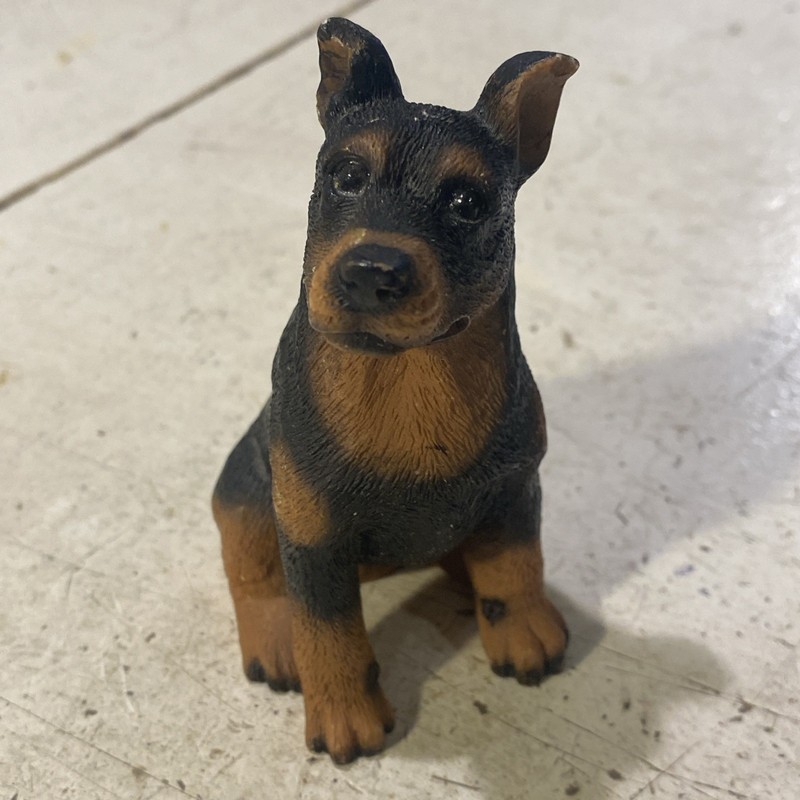 Vintage Doberman Sitting Puppy Dog Small Resin Figurine