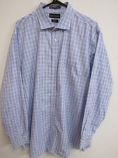 Paul Fredrick Classic Fit Blue Gingham Long Sleeve Button-Up Shirt 18/37