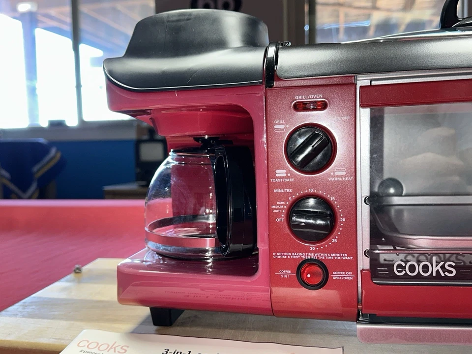 NUEVO CON ETIQUETAS Cocineros 3 en 1 Electrodoméstico de Cocina Plancha Tostadora Horno Cafetera PROBADO  Foto 3 de 4