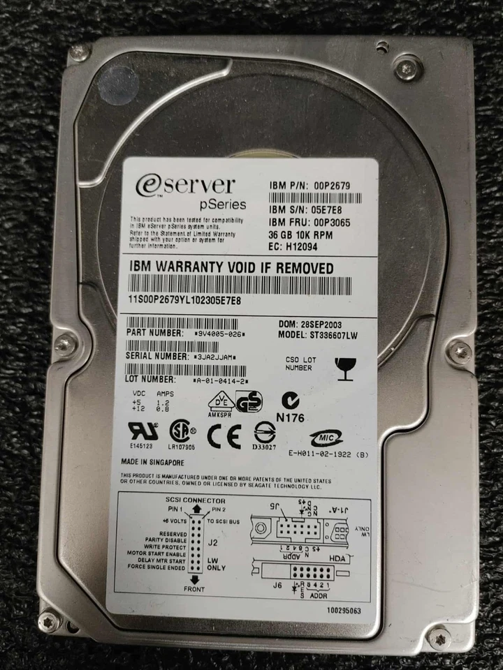 IBM 00P3065 00P2679 ST336607LW 36GB 10K RPM 8MB U320 68pin SCSI LFF 3,5" HDD - Image 2 of 4