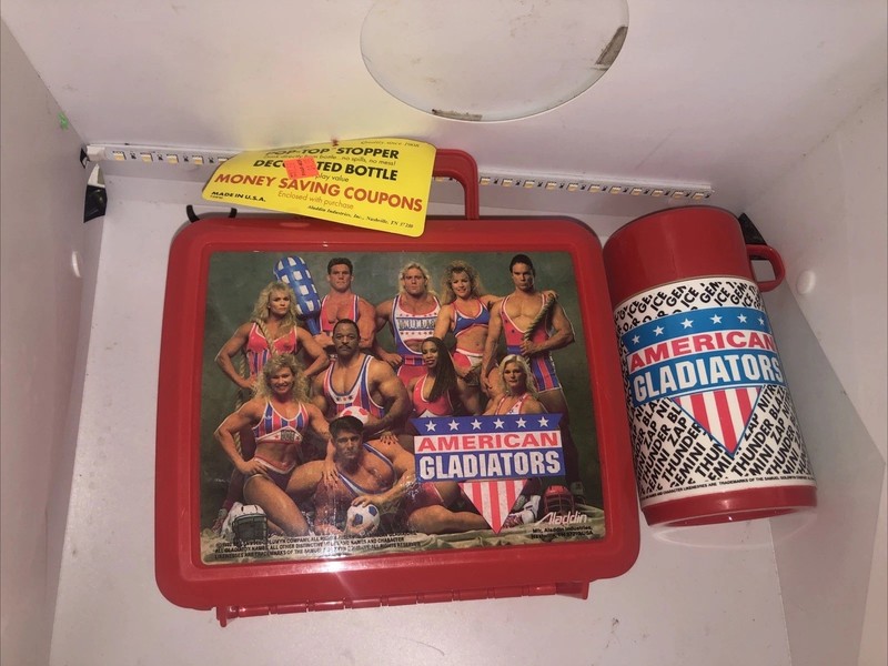 1992 Aladdin American Gladiators Plastic Lunchbox with Thermos