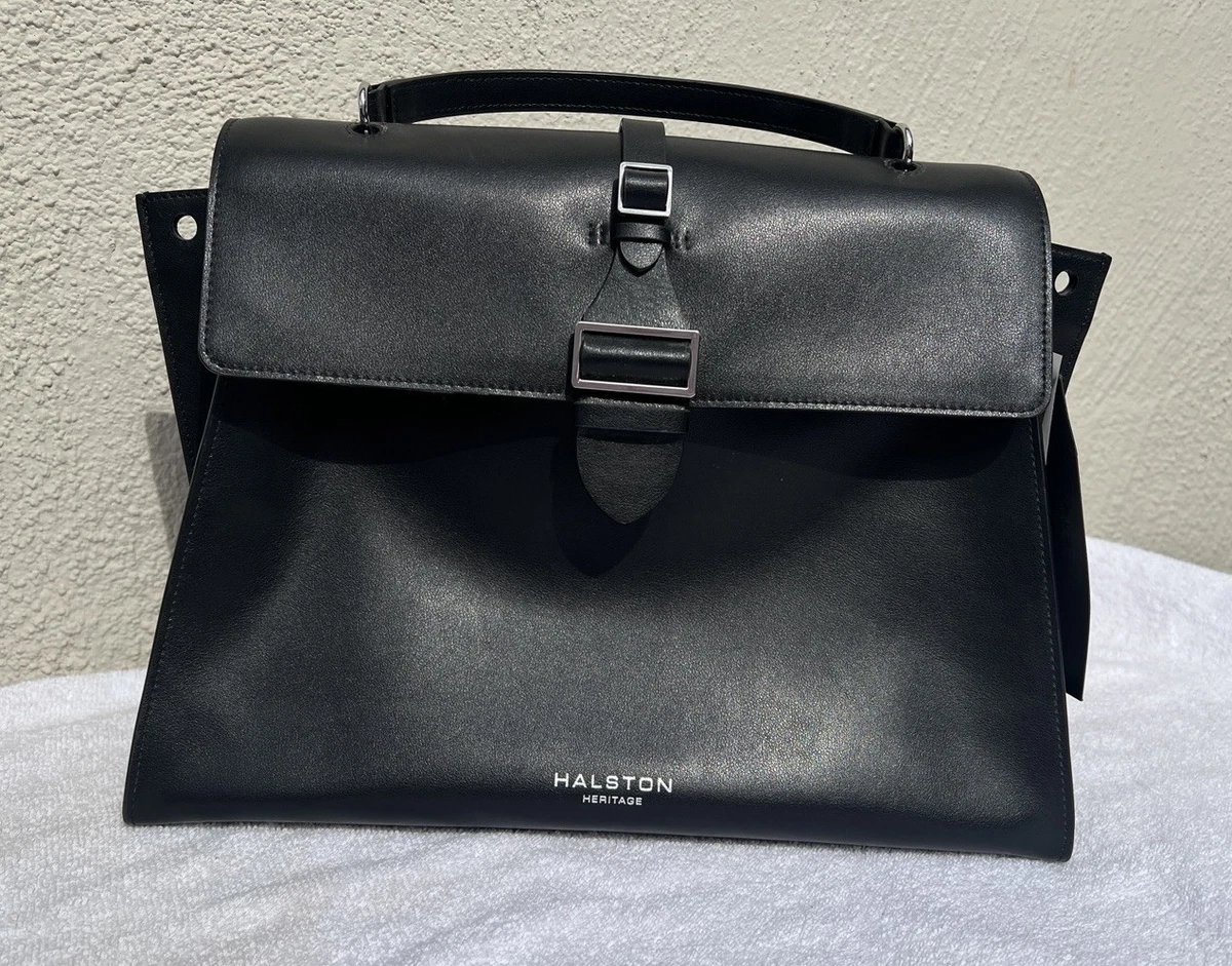 Halston Heritage Black Leather Mini Backpack Suede Lined Minimalist Quiet Luxury Ivy Mini Backpack - Black Soft Grain Leather main image 3