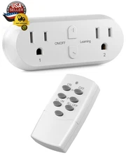 Wireless Remote Control Outlet with 2 Individual Switch Control, Compact Design 