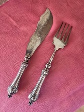Vorlegebesteck 2teilig Barock Griffe Silber 800 antik L 27 + 24,5 cm
