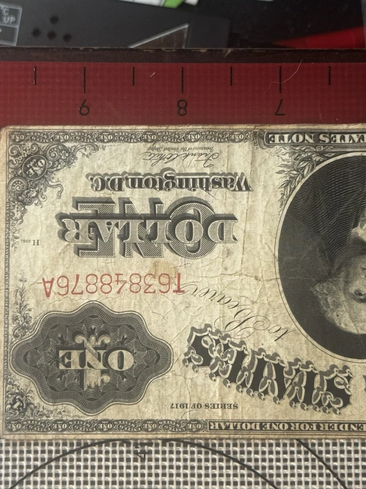 1917 $1 One Dollar Bill Large Size Red Seal Legal Tender United States Note - Image 3 of 4