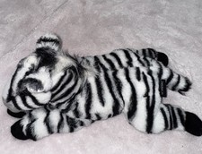 Fao Schwarz Zebra Plush Laying Down Floppy 14 Inch EUC