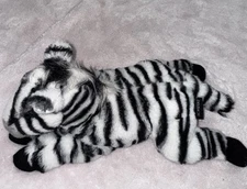 Fao Schwarz Zebra Plush Laying Down Floppy 14 Inch EUC