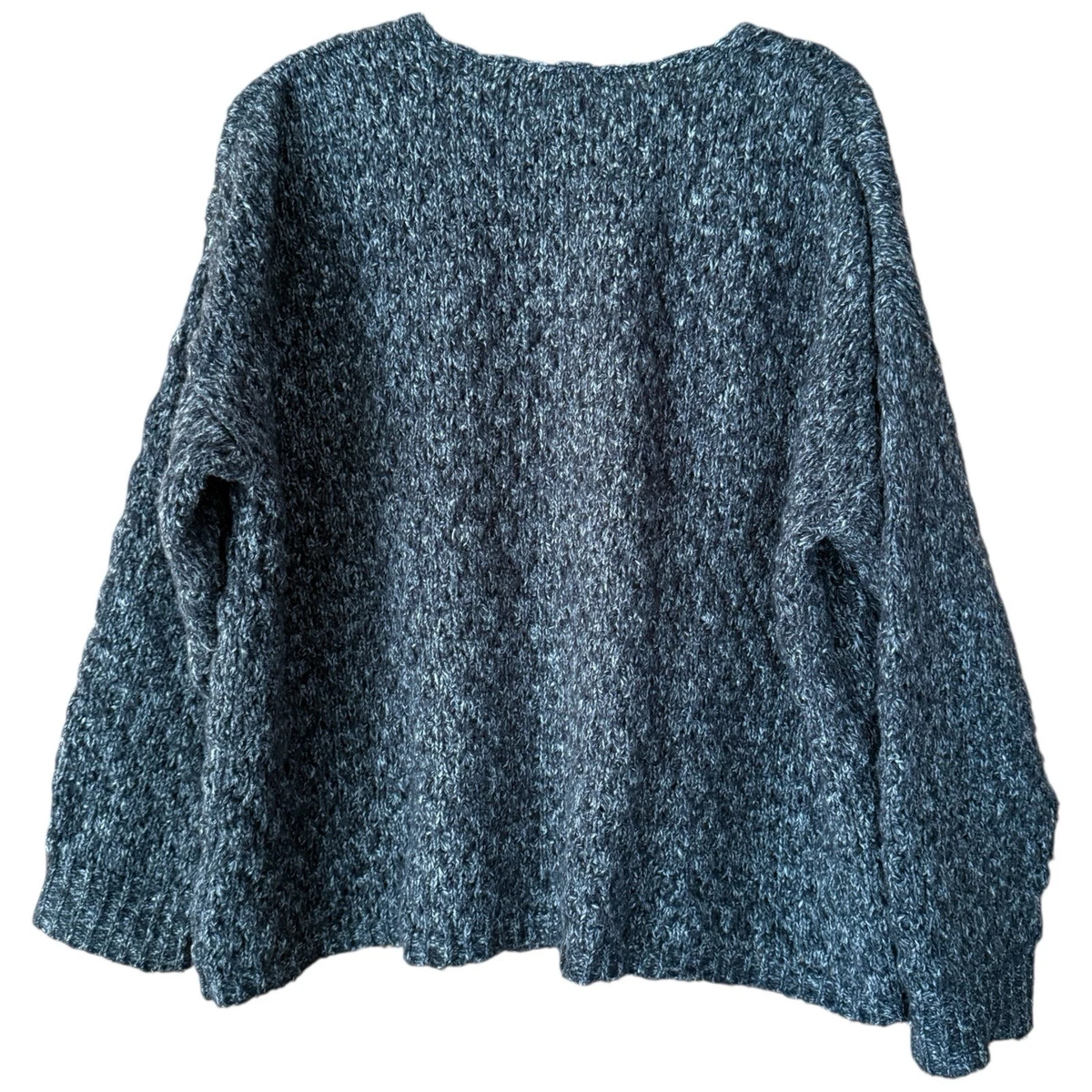 Zara Oversized Knit Jumper Womens M Grey Marle V Neck Chunky Sweater