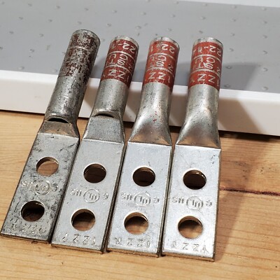IZZY 2 AWG 2-Hole Compression Lug 1/4'' Stud, 5/8'' Spacing, i22-14 & 22-14 (4 pc)