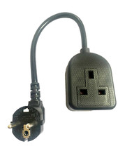 EU French Schuko hybrid-plug 16A Generator-Adapter fly-lead UK socket 13A cable