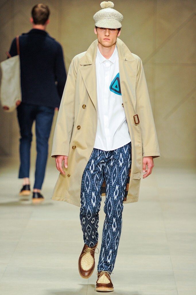 Burberry Prorsum 1600$ Indigo White Ikat Cotton / Linen Casual