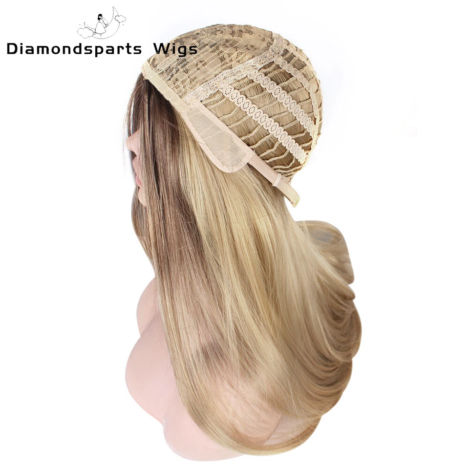 Pelucas de pelo largo y liso reales para mujeres peluca completa rubia ombre natural con disfraces Foto 4 de 4