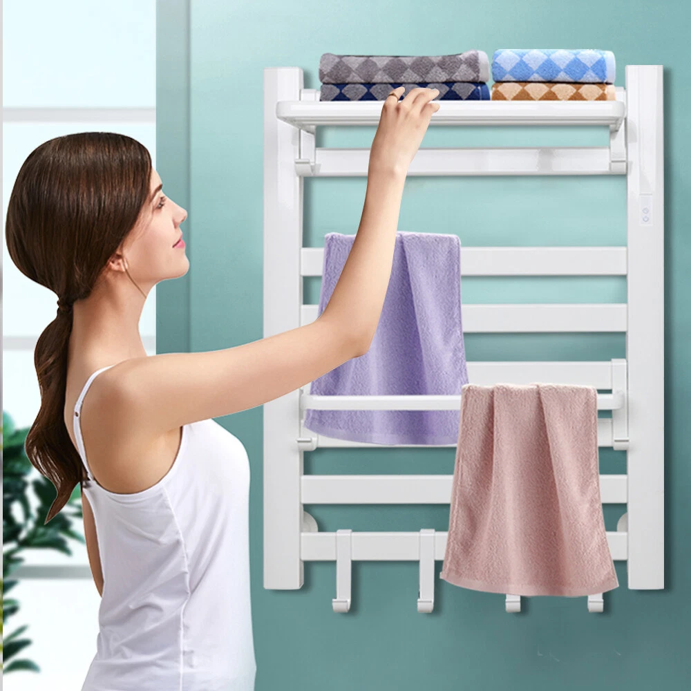 Aluminum 8-Bar Wall Mounted Towel Warmer Bathroom Punch-free Heated Towel  Rack | eBay