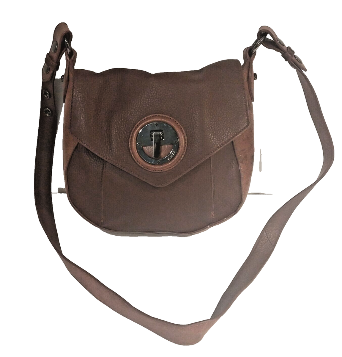 Mimco Burgundy Brown Leather Square Shoulder Crossbody Purse Bag