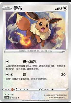 Pokemon S-Chinese Sword & Shield 027/S-P Eevee GYM Promo Card Mint
