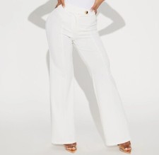 NWT Fashion Nova Women's "Get Even" Wide Leg White Dress Pants Size Large