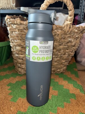 Reduce Hydrate Pro Water Bottle - Hidden Straw Flip Top Lid.Stainless Steel 32oz