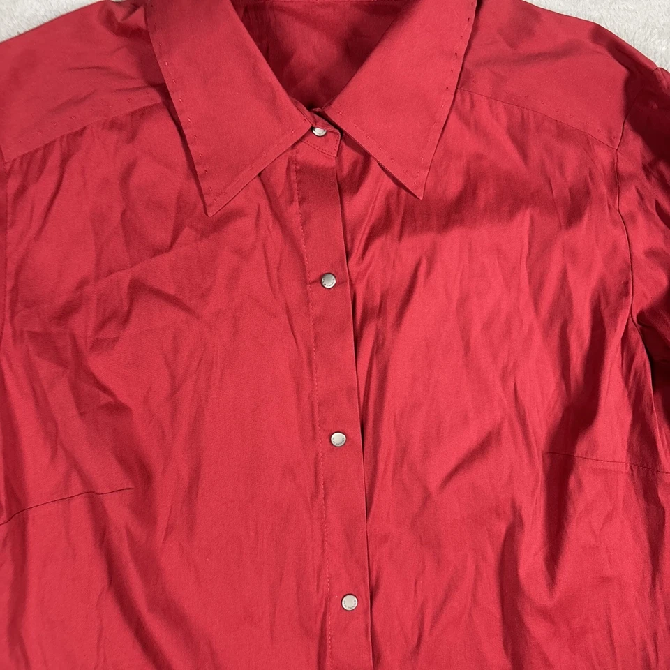 Elie Tahari Women's Dress Shirt Slim Fit Red Long Sleeve Button Down. - Image 3 of 4