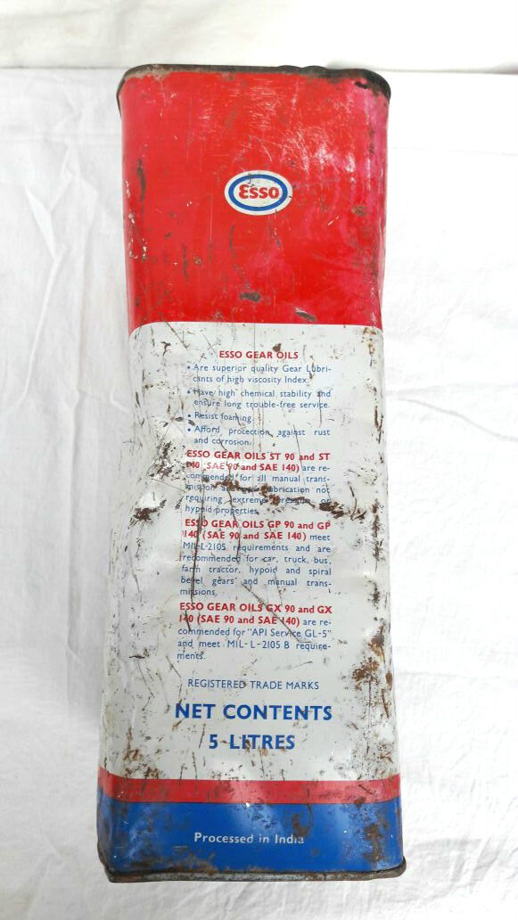 Vintage Old Antique Rare Original Esso Gear Oil Adv Big Fine Tin  Box,Collectible