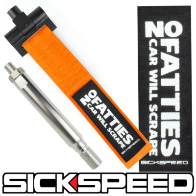 SICKSPEED ORANGE NO FATTIES FRONT BUMPER REAR TRACK RACING TOW HOOK STRAP GTI