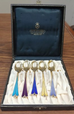 David Andersen Norway Sterling Silver & Colorful Enamel Demitasse